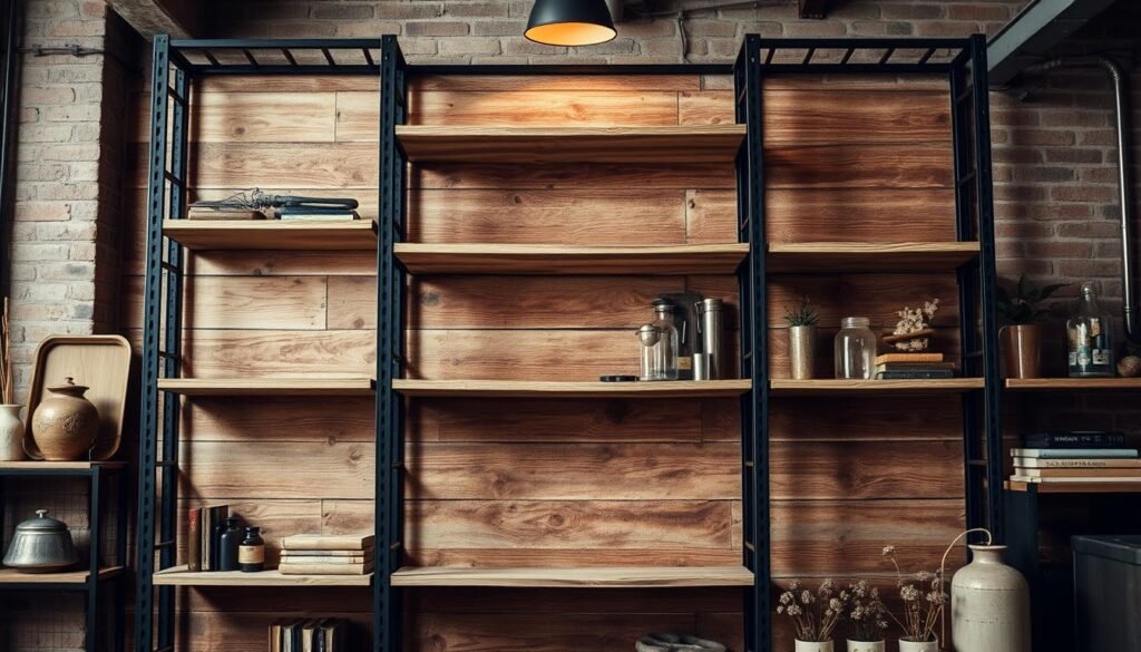 vintage industrial shelves