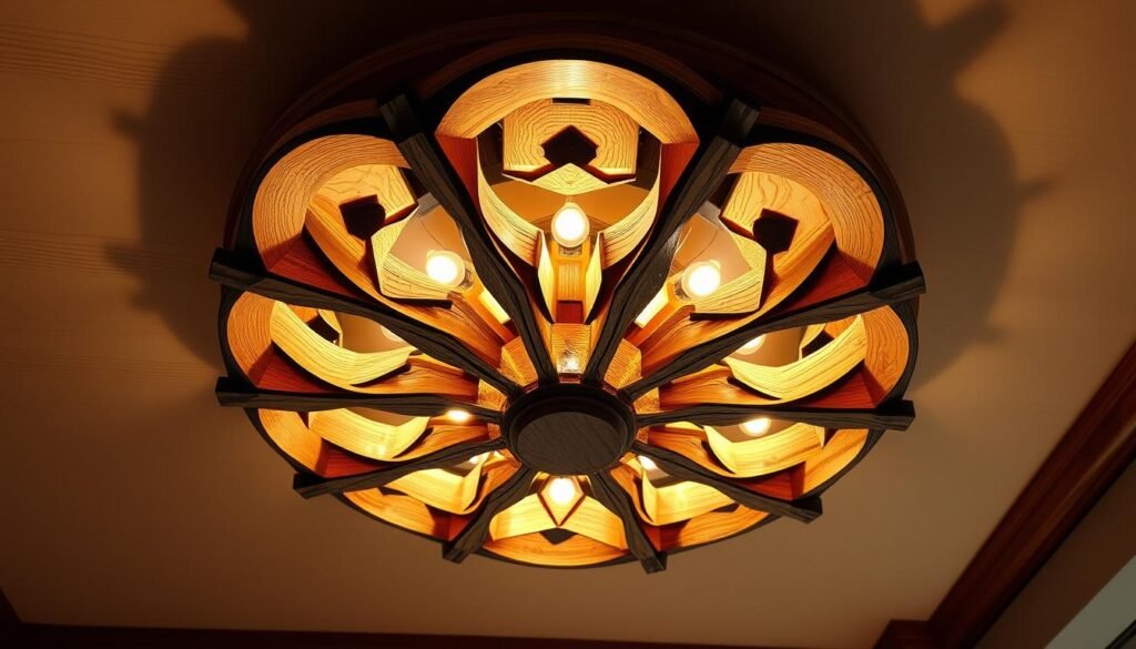 lampa sufitowa z drewna