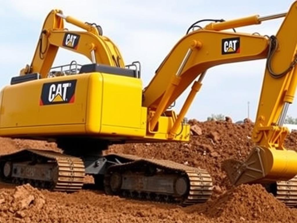 Koparka CAT 320 GC podczas prac ziemnych na placu budowy Koparka CAT 320 GC podczas prac ziemnych na placu budowy