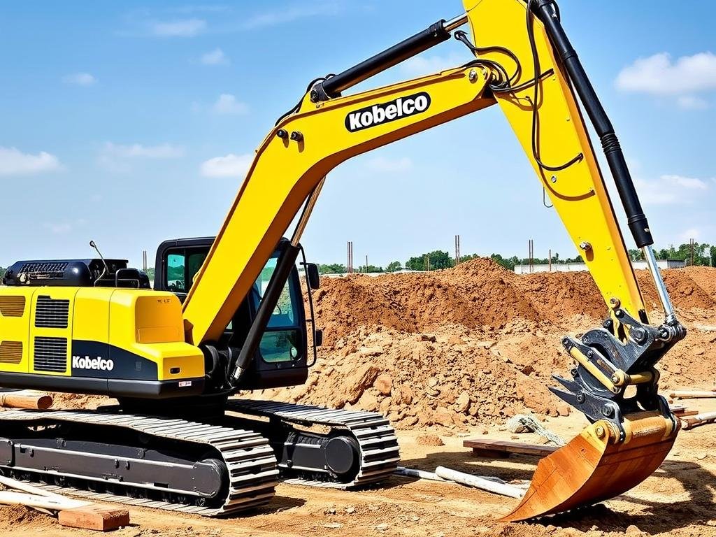 Koparka Kobelco SK210LC-10 podczas prac budowlanych Koparka Kobelco SK210LC-10 podczas prac budowlanych