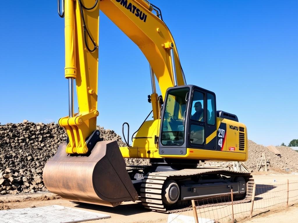 Koparka Komatsu PC210LC-11 podczas prac budowlanych Koparka Komatsu PC210LC-11 podczas prac budowlanych